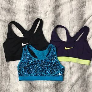 Nike womens racer back sports bras (3) black, purple, blue leopard all size XS